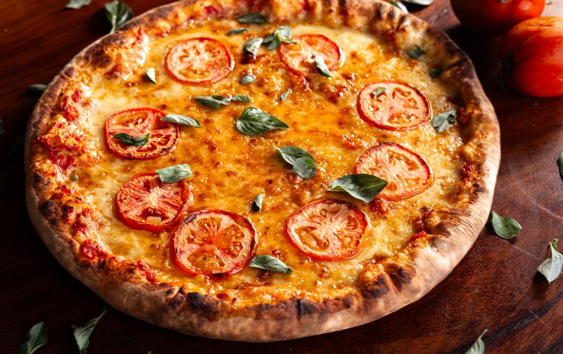 Four Cheese pizza with mozzarella, gorgonzola, parmesan and ricotta