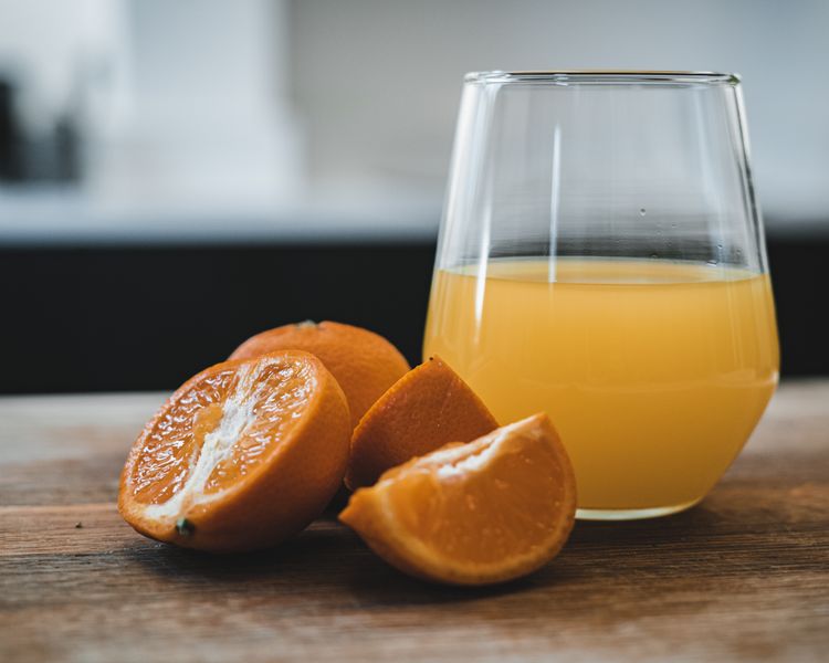 Fresh orange juice in a glass